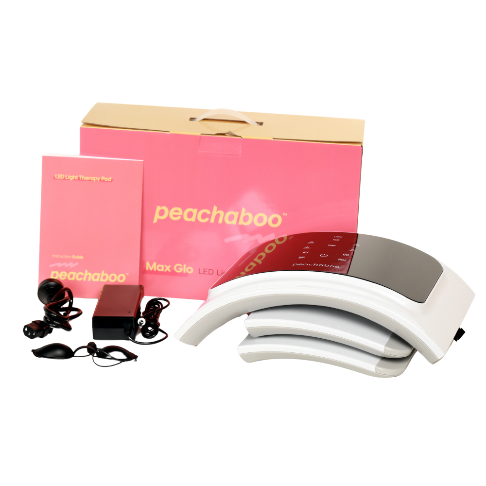 Peachaboo LED Light Therapy Pod showcasing a sleek design, ideal for skin rejuvenation and wellness treatments.
